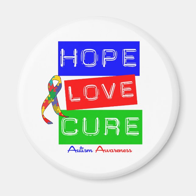 Aimant Autism Hope Love Cure (Devant)
