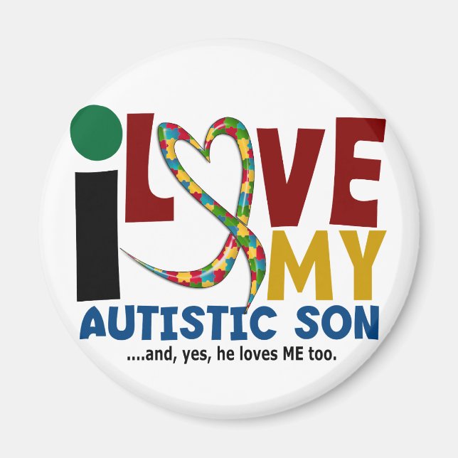 Aimant AUTISM J'aime mon fils autistique 2 (Devant)