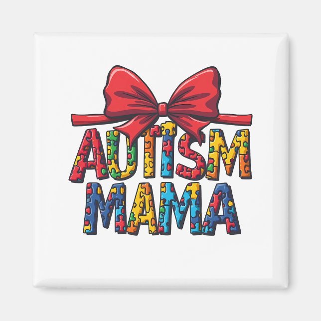 Aimant Autism Mama Bow Coquette Maman Sensibilisation sur (Devant)