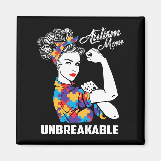 Aimant Autism Mom Unbreakable Sensibilisation sur l'autis (Devant)