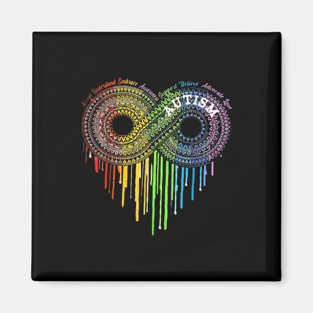 Aimant Autisme Arc-en-ciel Symbole d'infini Sensibilisati (Devant)