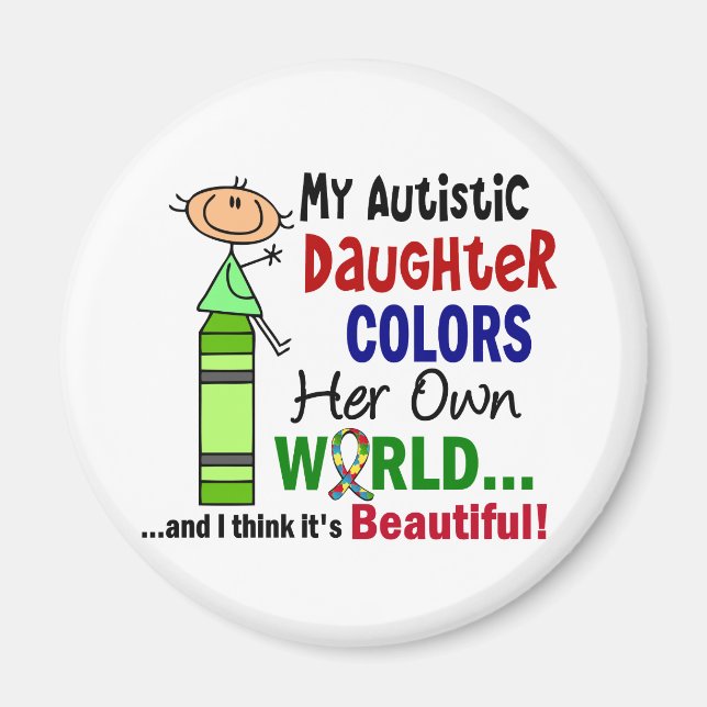 Aimant Autisme COULEURS SA PROPRE Fille MONDIALE (Devant)