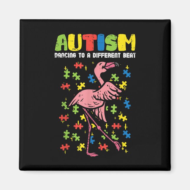 Aimant Autisme Danser Différents Flamant rose Beat mignon (Devant)