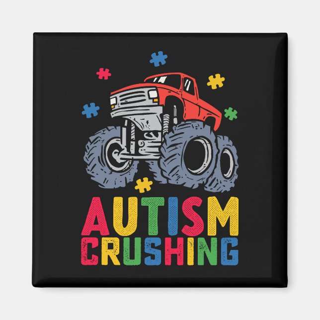 Aimant Autisme écrasant Monster Truck Sensibilisation Gar (Devant)
