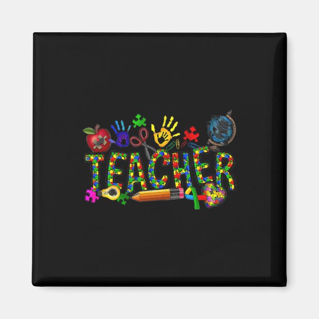 Aimant Autisme Enseignant Sensibilisation sur l'autisme C (Devant)