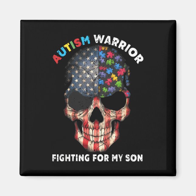 Aimant Autisme Guerrier Lutter Pour Mon Fils Dons Pour Ma (Devant)