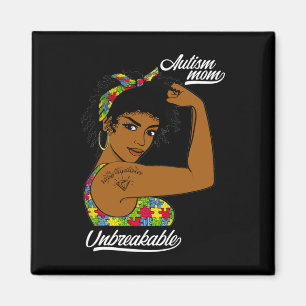 Aimant Autisme indestructible Maman Messy Bun Sensibilisa