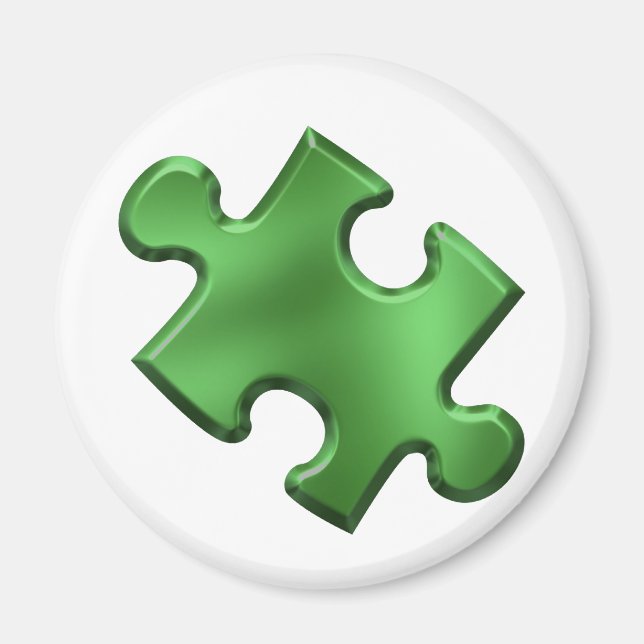 Aimant Autisme Puzzle Pièce verte (Devant)
