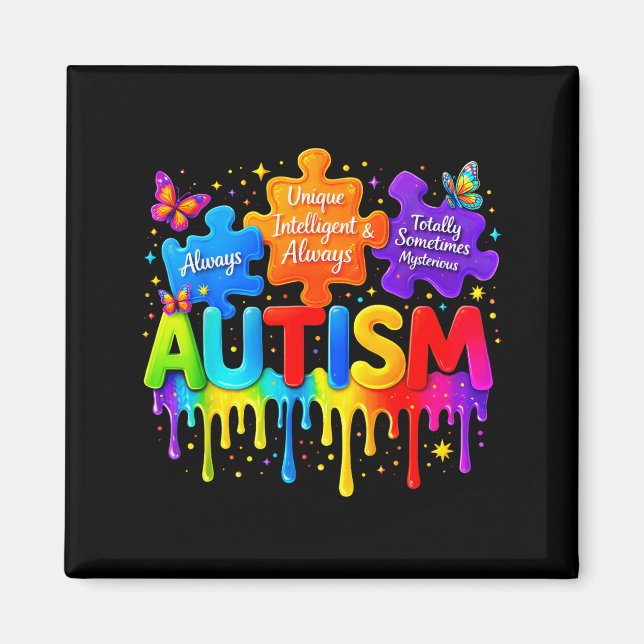 Aimant Autisme unique intelligent toujours  (Devant)