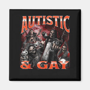 Aimant Autiste et gay drôle dur squelette mème Bootleg