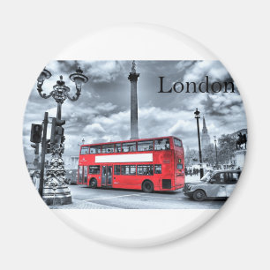Aimant AUTOBUS de LONDRES dans noir et le blanc (St.K)
