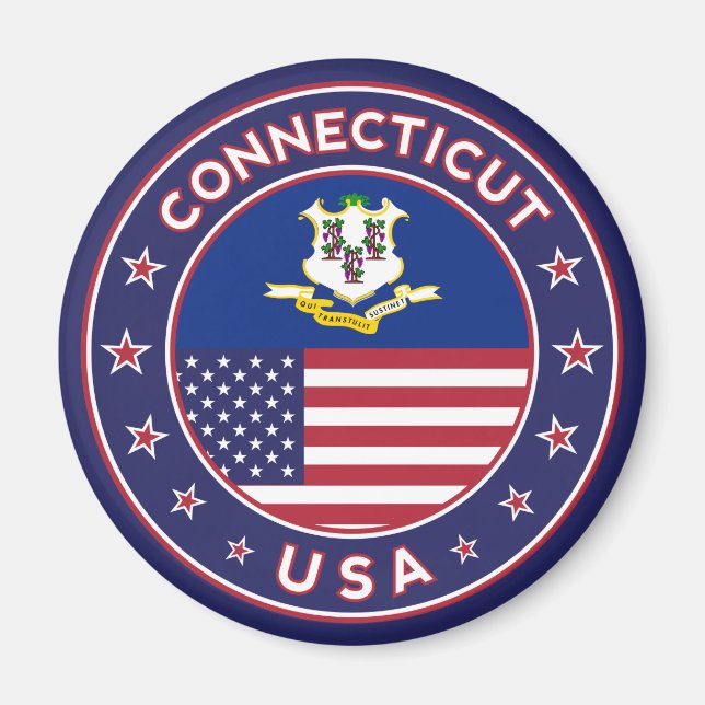 Aimant Autocollant Connecticut, États-Unis (Devant)