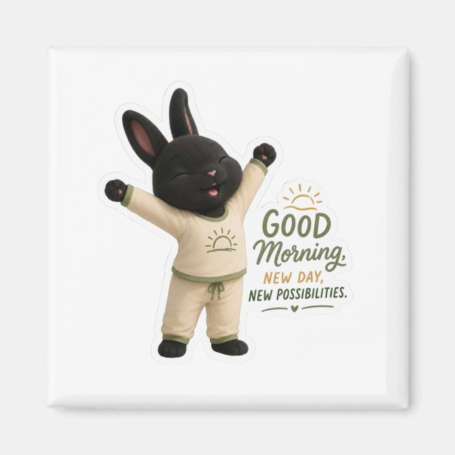 Aimant Autocollant de lapin Rex noir mignon pour étiremen (Devant)