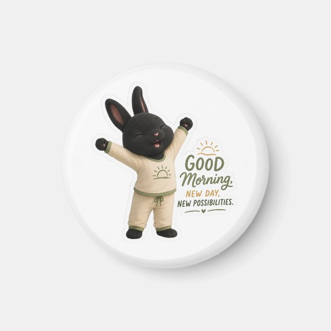 Aimant Autocollant de lapin Rex noir mignon pour étiremen (Devant)