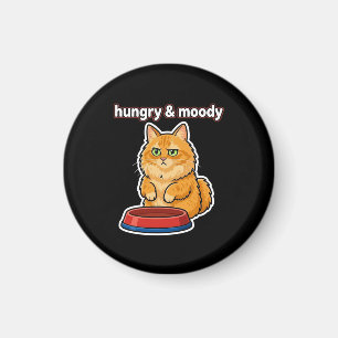 Aimant Autocollant de mème de chat orange mignon affamé e