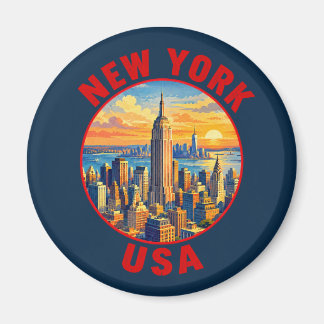Aimant Autocollant de voyage vintage sur la skyline de Ne