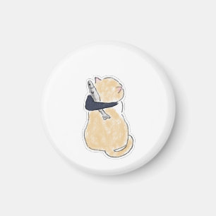 Aimant Autocollant vinyle de chat mignon aquarelle tenant