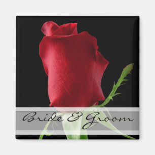 Aimant Autocollants de mariage Rose Rouge Personnaliser p
