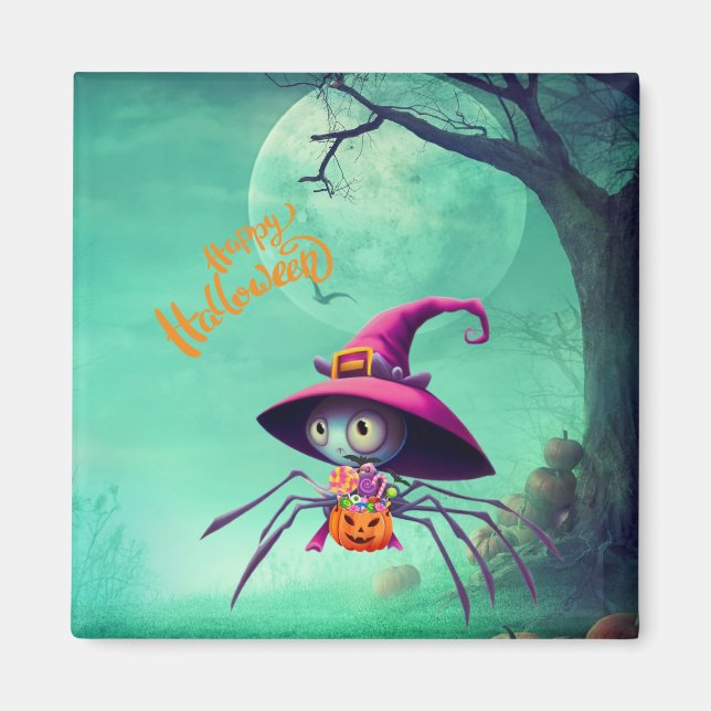 Aimant Automne/araignée/sorcier/halloween (Devant)