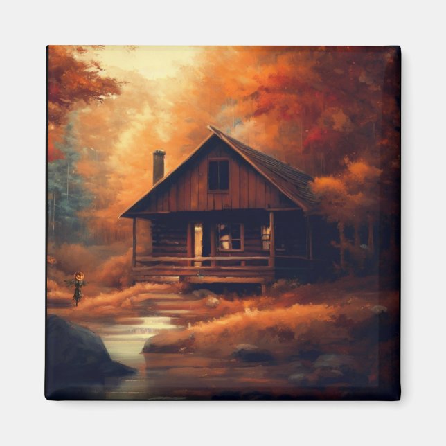 Aimant Automne/Automne/Halloween/Peinture rustique (Devant)
