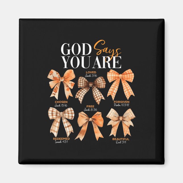 Aimant Automne Christian Thanksgiving Coquette Bow God Sa (Devant)