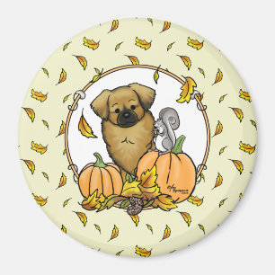 Aimant Automne Espagnol Tibétain (Brown) Chien Citrouille