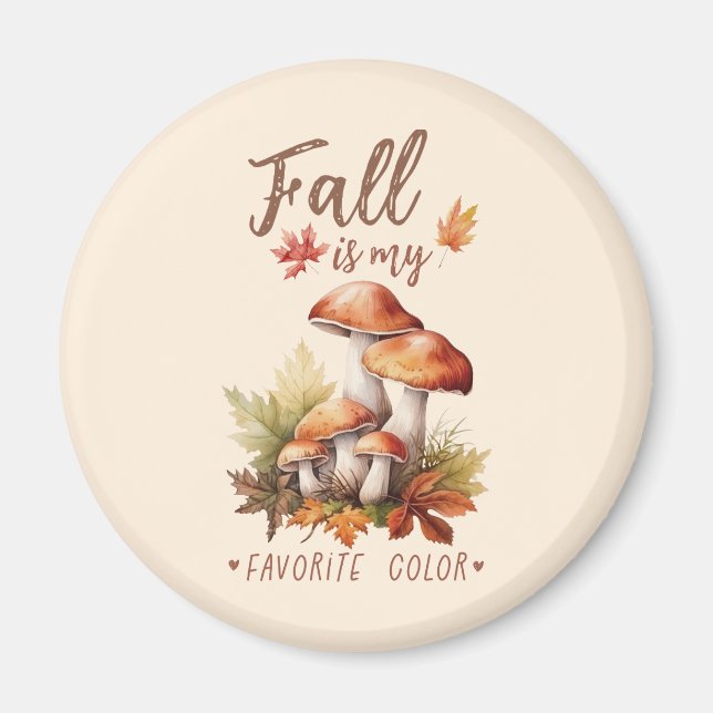 Aimant Automne Est Ma Couleur Préférée - Champignons & Fe (Devant)