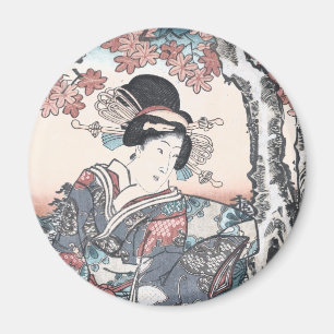Aimant Automne japonais Ukiyo-e Momijigari aucun himegimi