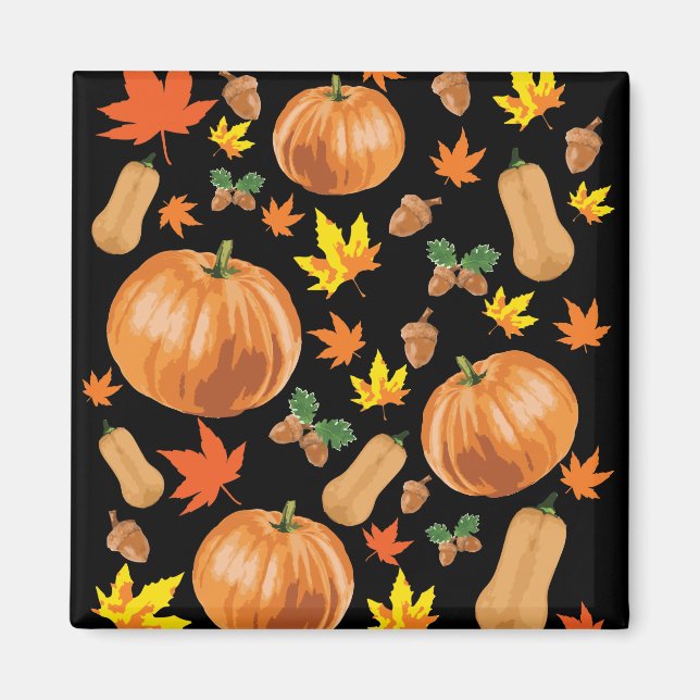Aimant Automne Orange Citrouille Automne Motif (Devant)
