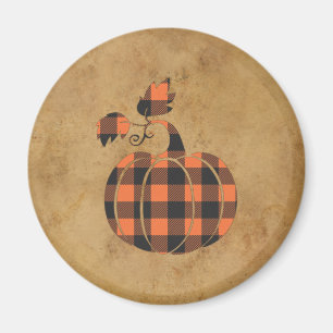 Aimant Automne Orange Et Noir Plaid Automne Citrouille