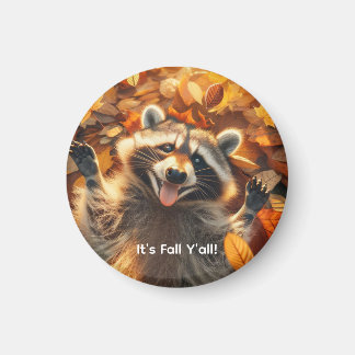 Aimant Automne Silly Raccoon personnalisable