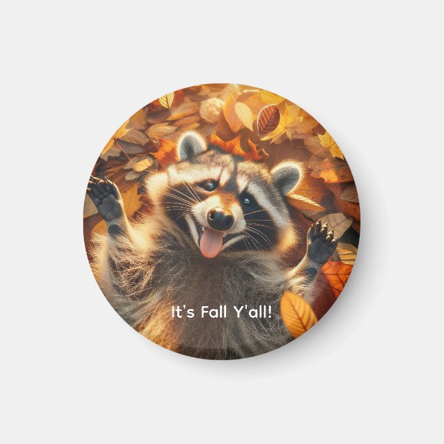 Aimant Automne Silly Raccoon personnalisable (Devant)