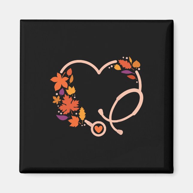 Aimant Automne Stethoscope Infirmière Thanksgiving Infirm (Devant)
