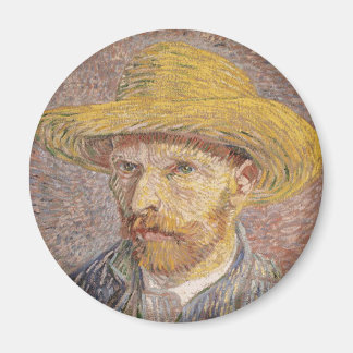 Aimant Autoportrait avec Casquette paille par Vincent van