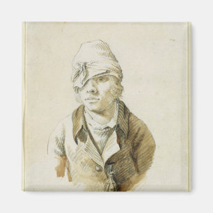 Aimant Autoportrait avec la correction de casquette et