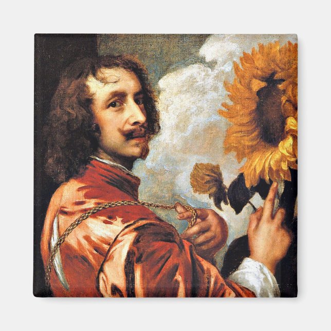 Aimant Autoportrait avec tournesol, 1632 artwork (Devant)