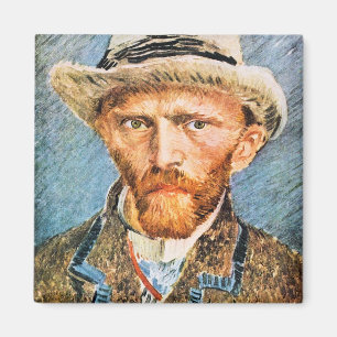 Aimant Autoportrait avec un casquette gris par van Gogh