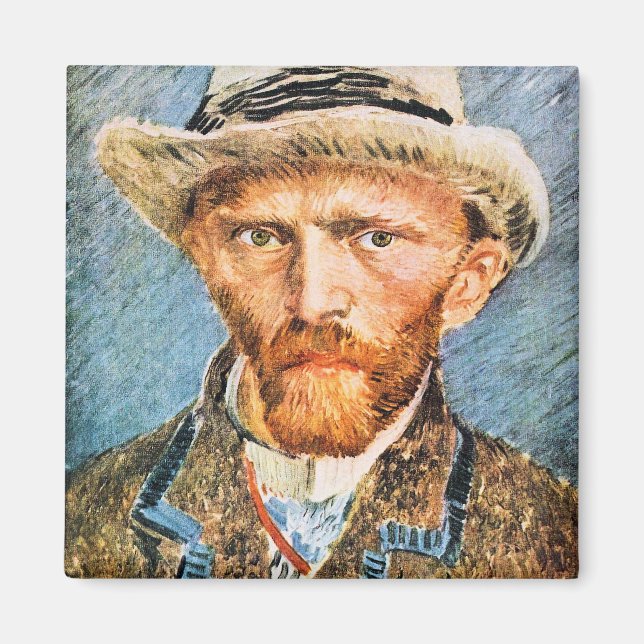 Aimant Autoportrait avec un casquette gris par van Gogh (Devant)
