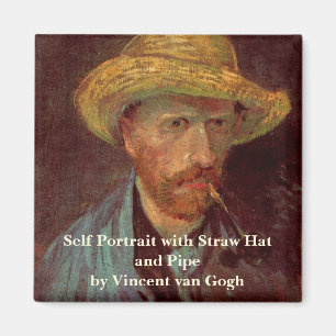Aimant Autoportrait de Van Gogh au chapeau de paille et à