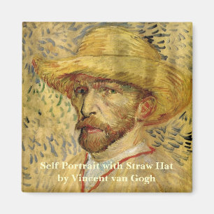 Aimant Autoportrait de Vincent van Gogh au chapeau de pai