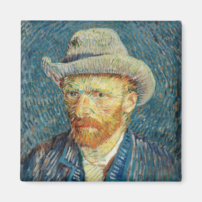 Aimant Autoportrait de Vincent Van Gogh avec chapeau de f (Devant)