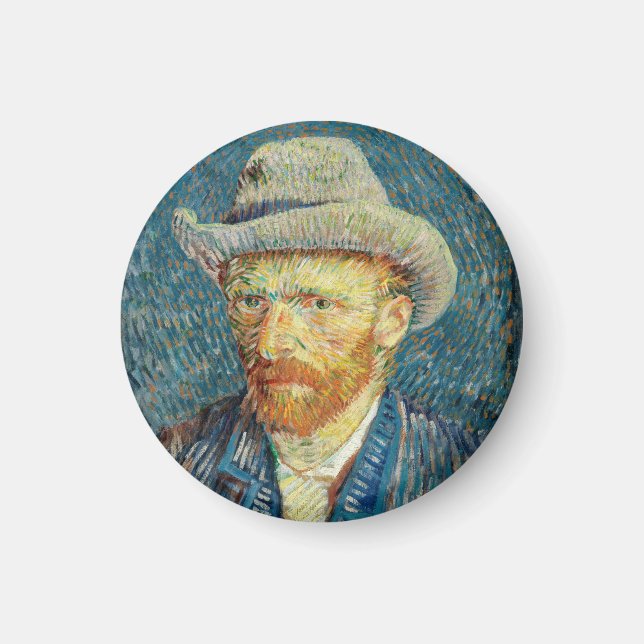 Aimant Autoportrait de Vincent Van Gogh avec chapeau de f (Devant)