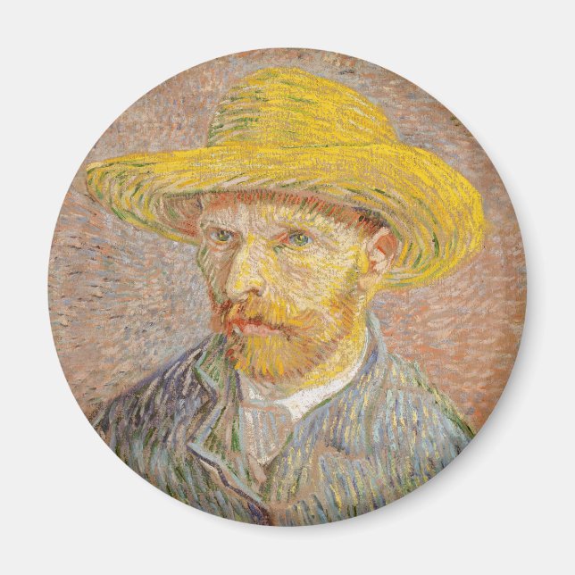 Aimant Autoportrait de Vincent Van Gogh avec chapeau de p (Devant)