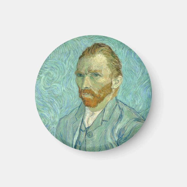 Aimant Autoportrait de Vincent Van Gogh sur fond bleu (Devant)
