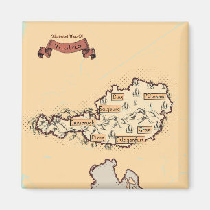 Aimant Autriche Carte Vintage illustrée