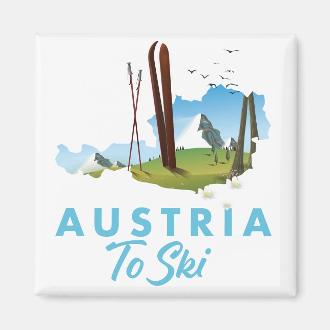 Aimant Autriche pour skier. bouton d'affiche (Devant)