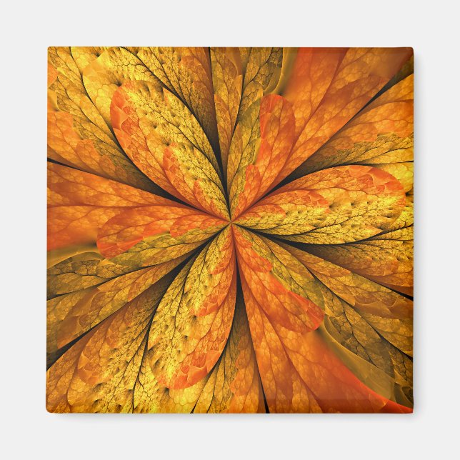 Aimant Autumn Plant, Modern Abstract Fractal Art Leaf (Devant)
