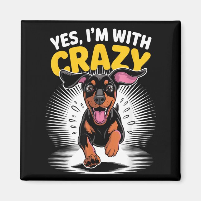Aimant Avec Chien Mignon Fou Doberman Pinscher Drôle de G (Devant)