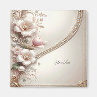 Aimant avec embellissements floraux et perles