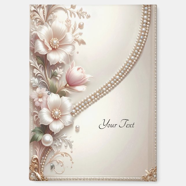 Aimant avec embellissements floraux et perles (Recto)
